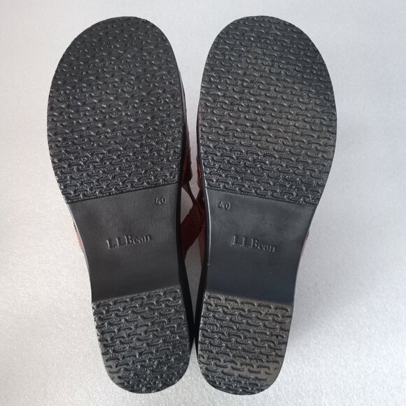 LL Bean Women's Brown Leather Clogs Classic Retro-inspired Chunky Size 8.5 - Picture 6 of 7